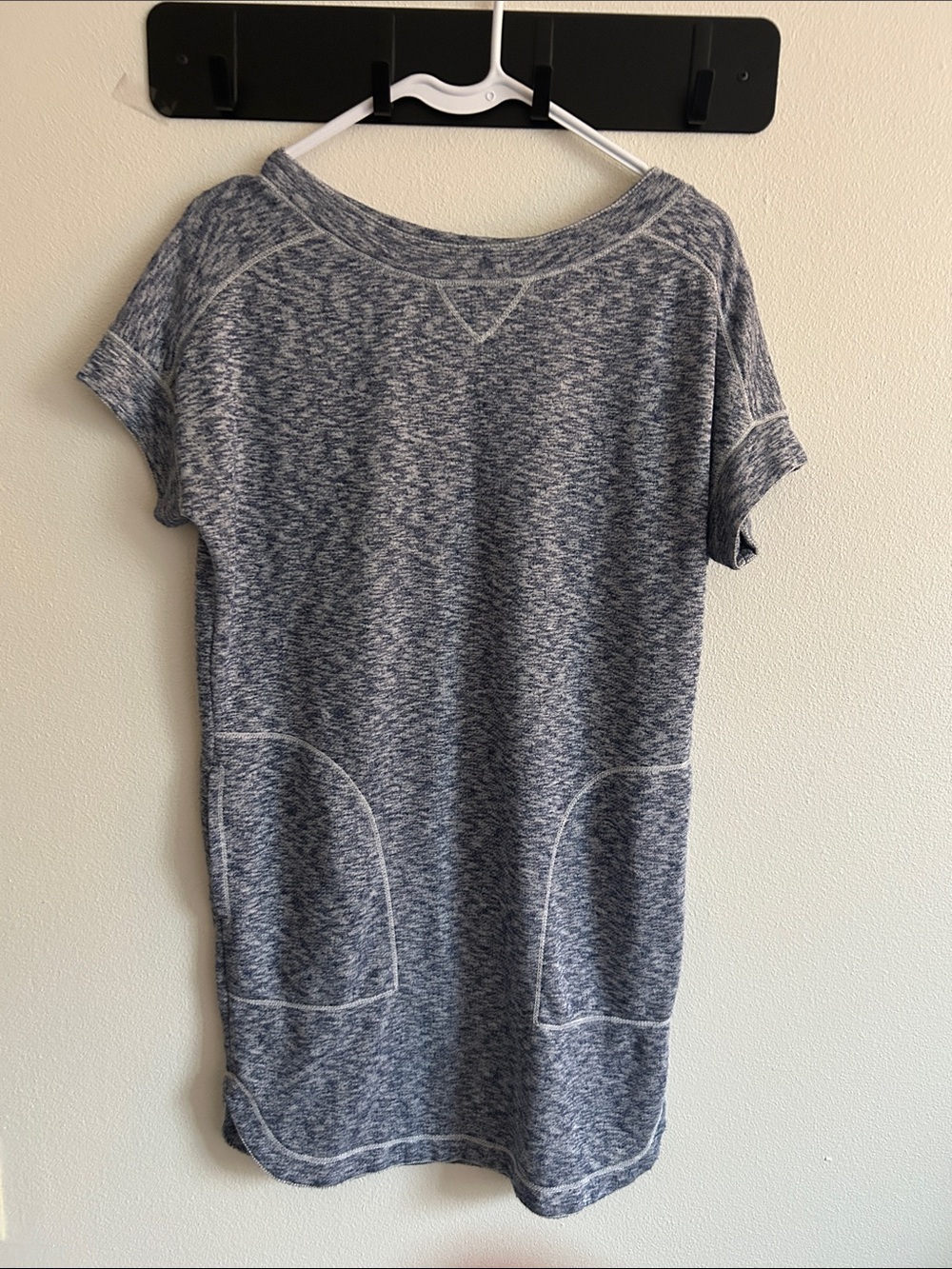 Max Studio Heathered Blue/Gray Weekend Comfy Casual Sweatshirt Style Midi Dress: